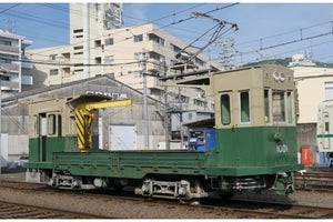 叡山電鉄の電動貨車デト1000形、2度目の撮影会 - 車庫内で走行も