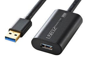 USB3.2 Gen1を5mまで延長できるリピーターケーブル　サンワサプライ