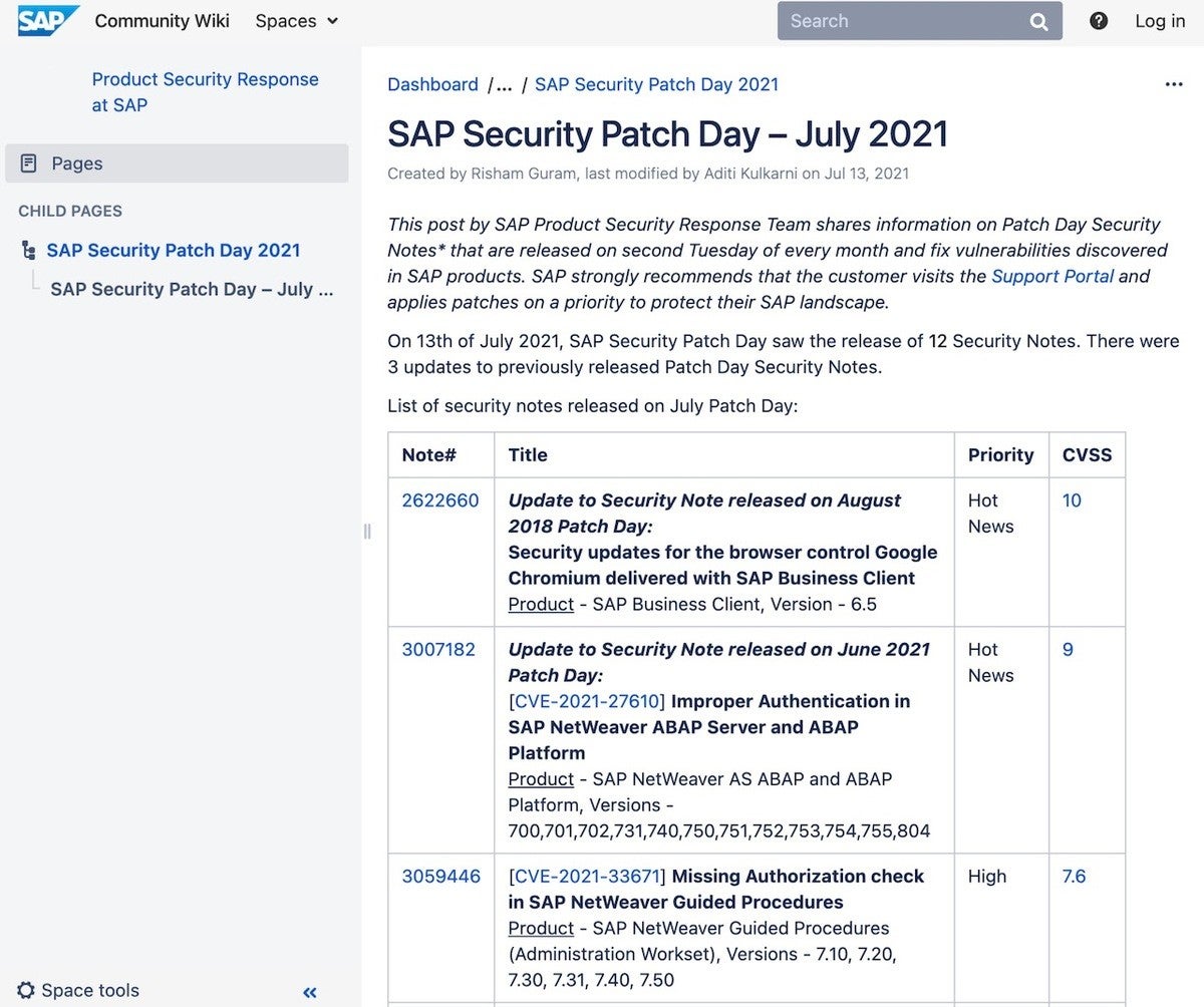 Sap 21年7月の月例セキュリティパッチをリリース 15件の脆弱性修正 マピオンニュース