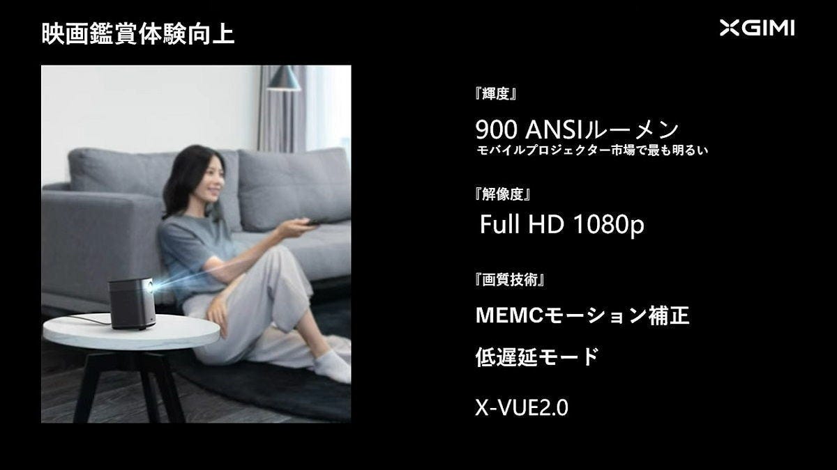XGIMI Elfin ホームプロジェクター フルHD 1080p 高輝度 800ANSI ...
