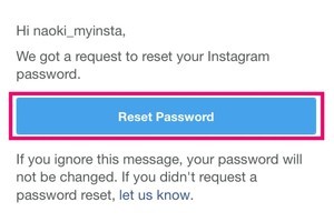Instagramのパスワードをリセットする