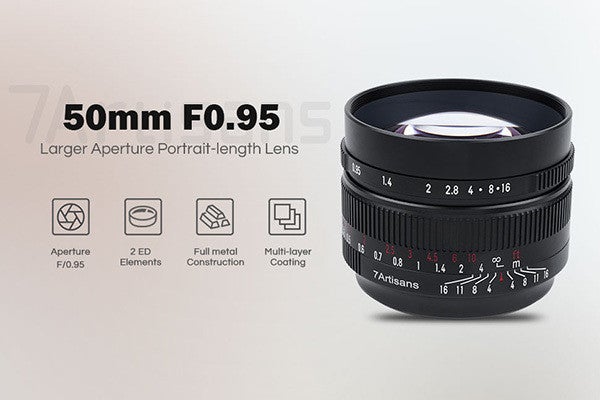 7Artisans、F0.95のミラーレスカメラ用標準レンズ「7Artisans 50mm F0