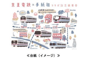 「京王電鉄×手紙社コラボ記念乗車券」発売、イラストで電車を表現