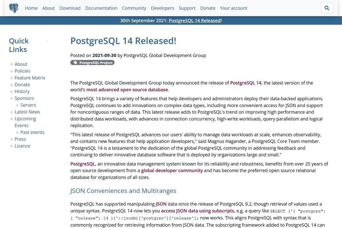 Postgresql 14登場 Tech