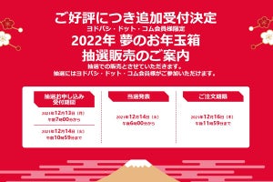 ヨドバシ2022年版「夢のお年玉箱」、14日10時59分まで追加抽選