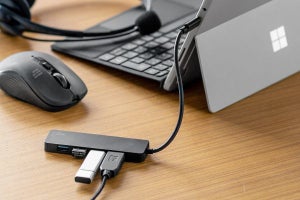 サンワダイレクト、USB-C to USB-A×4ポートのシンプルな薄型USBハブ