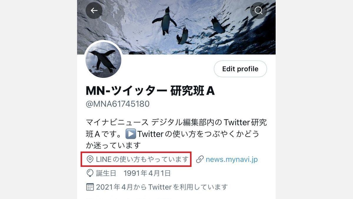 Twitter プロフィールの位置情報欄に自己紹介テキストを挿入