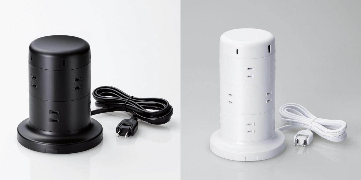 エレコム、USB PD対応のタワー型8口／12口電源タップ  マイナビニュース