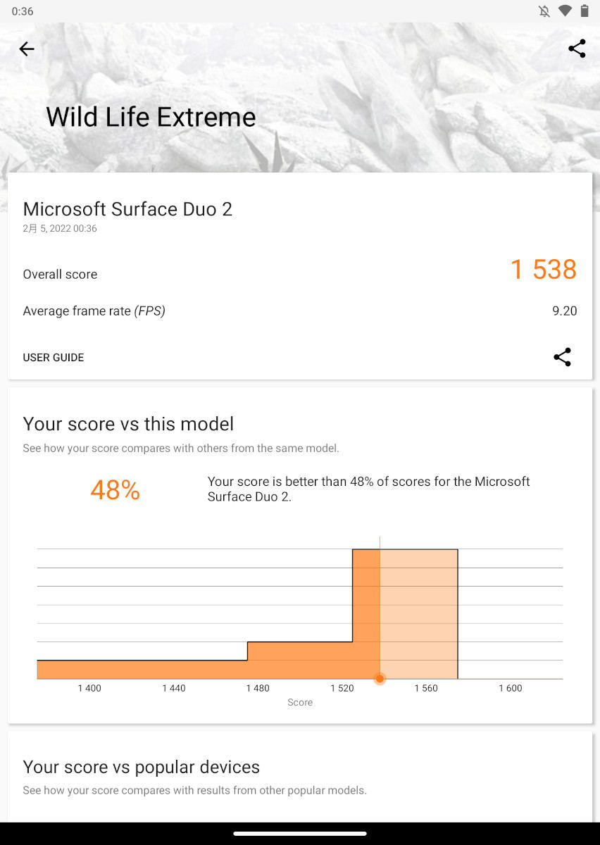 3DMark（Wild Life Extreme）のベンチマークスコア