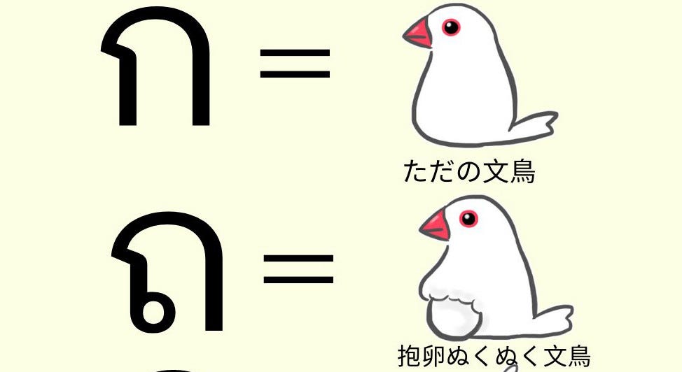 何て読む タイ語には 文鳥 がいっぱい 読み方と意味を投稿者に聞いてみた 文鳥のせいでタイ語挫折した Awwww Kawaiiii とタイからの反応も マピオンニュース