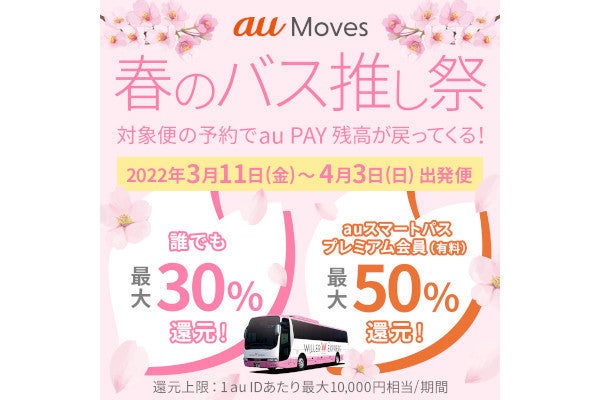 au PAYで高速バスを予約すると最大50％還元、10,000円分のギフト券が当たるチャンスも | マイナビニュース