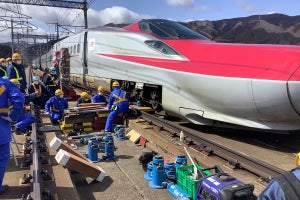 JR東日本、地震により東北新幹線で脱線した車両の復旧作業について