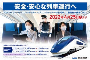 京成電鉄「スカイライナー」などに警備員が乗車、特急料金も改定へ