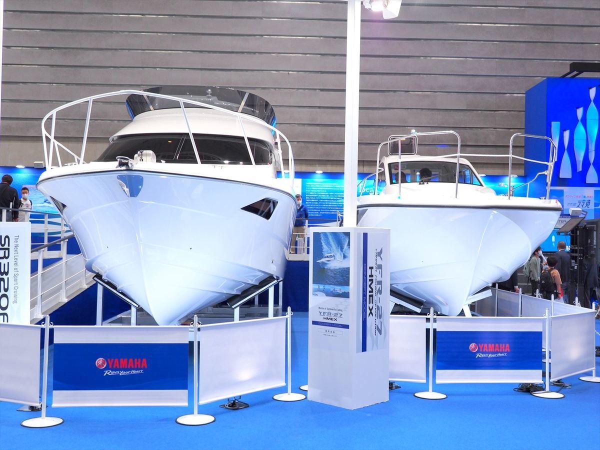 ヤマハ発動機のブースには大きなボートを展示