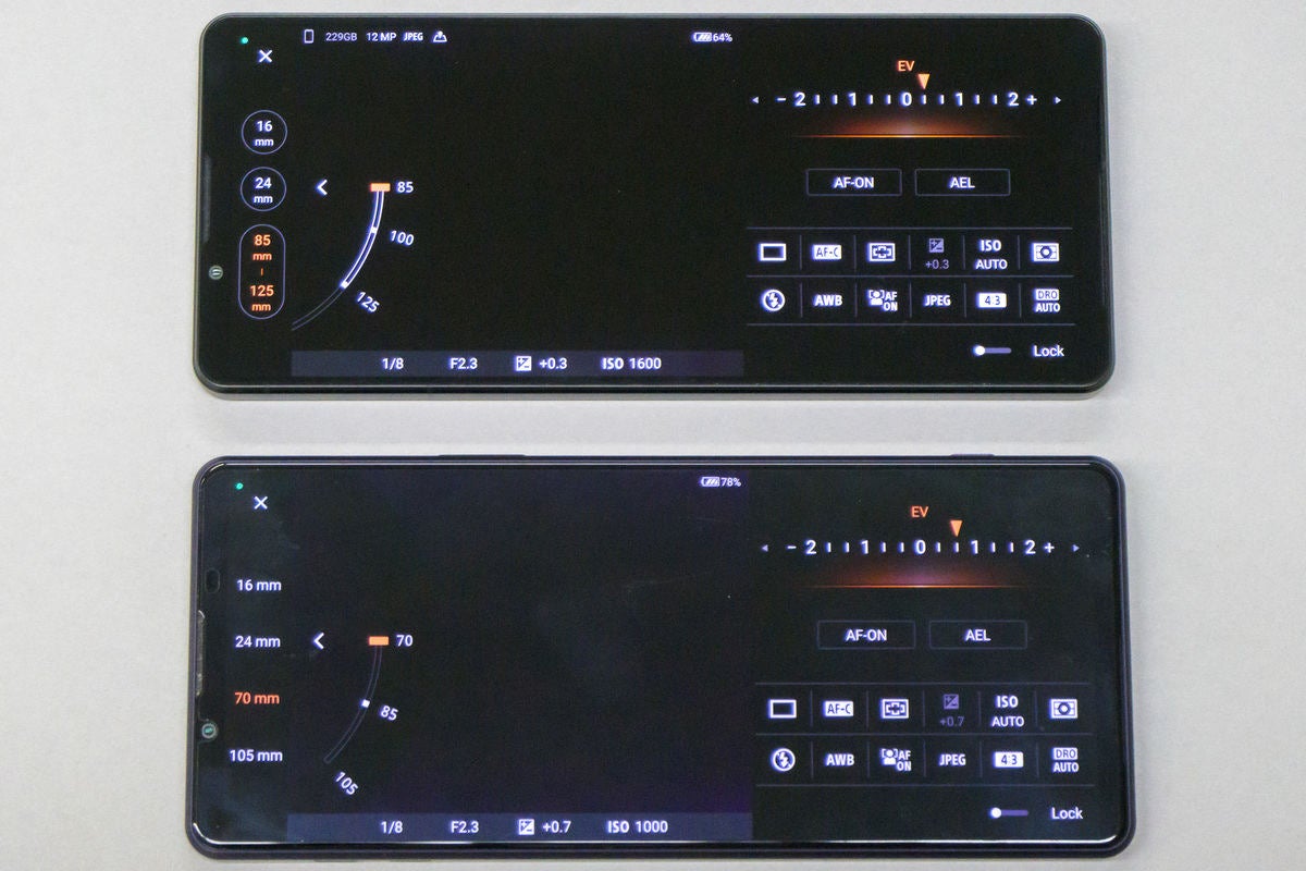 Xperia 1 IVとXperia 1 III（カメラアプリ）