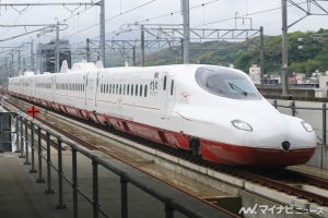 西九州新幹線N700S「かもめ」武雄温泉駅へ - 駅名標に「こうほく」