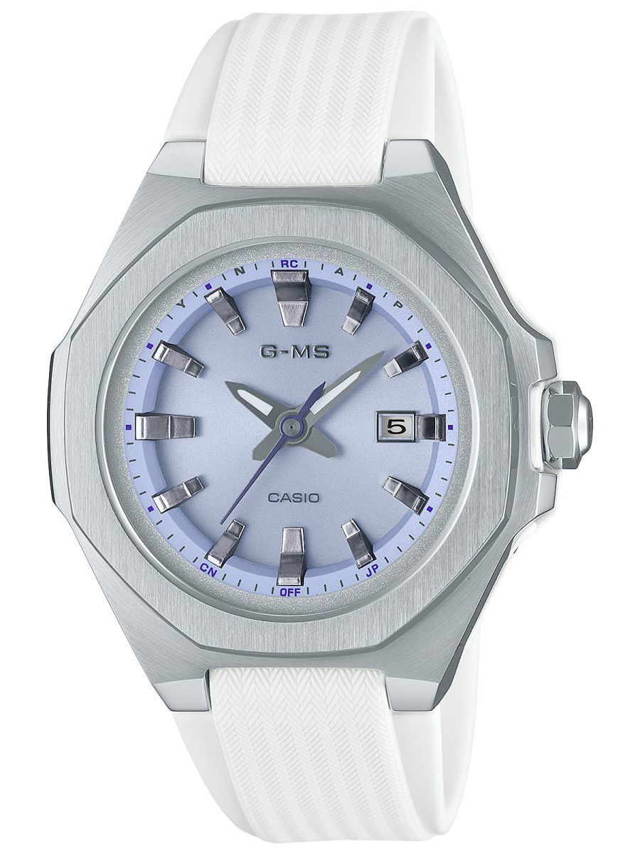 カシオ G-MS 小型デザイン 電波ソーラー 腕時計 ホワイト×パープル 