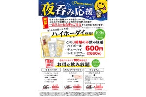 安楽亭でハイボール・チューハイ・レモンサワーの飲み放題パックを販売