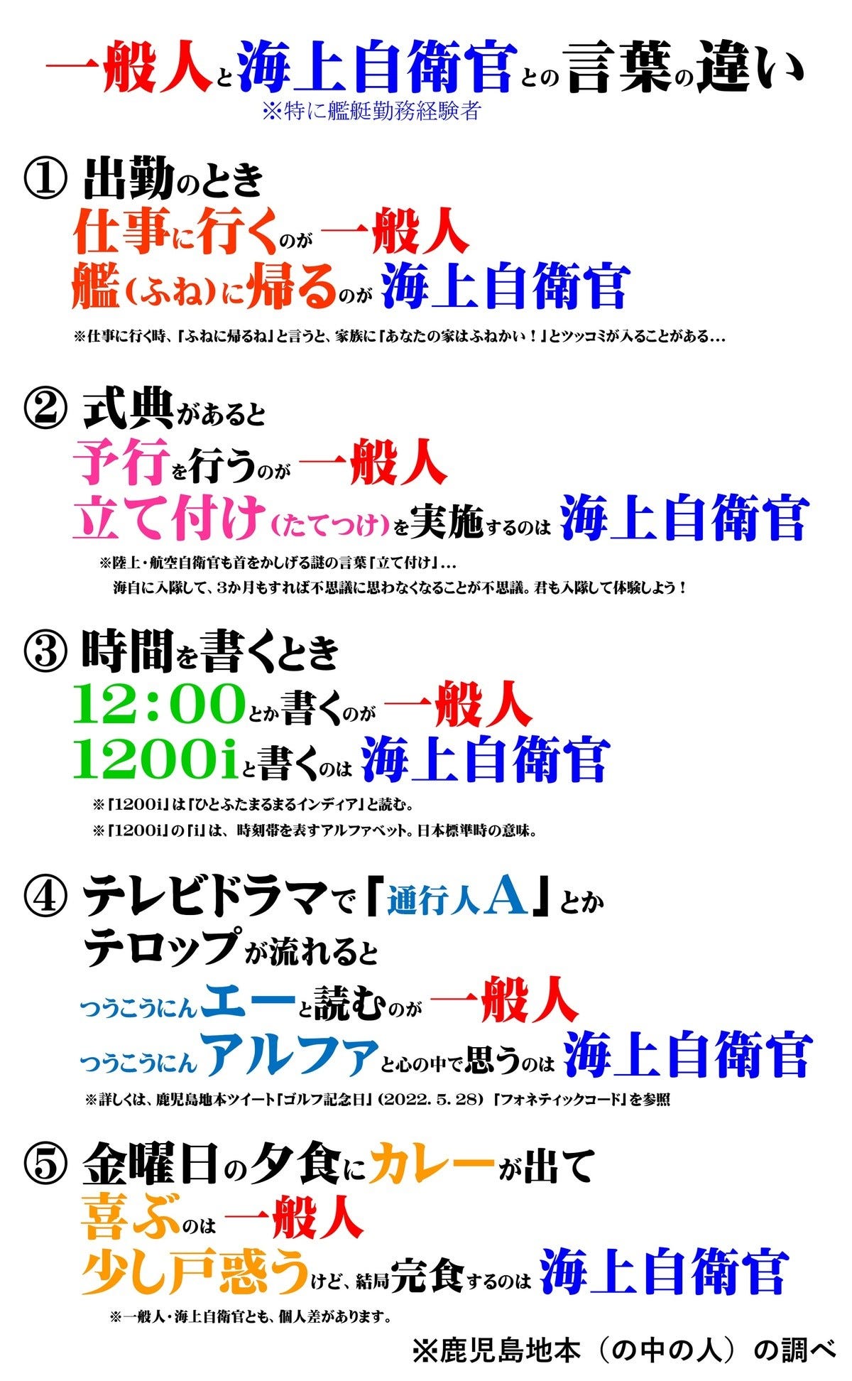 海上自衛官あるある 通行人a なんと読む 金曜夜にカレーが出たら 公式のツイートに クスッと笑うのが自衛隊オタク これは勉強になる の声 マイナビニュース