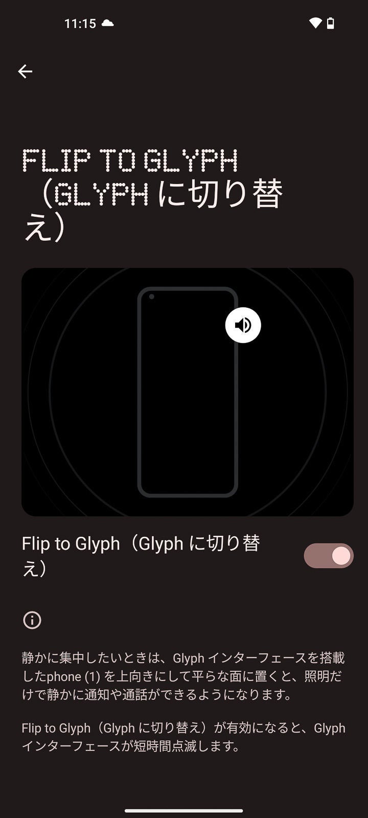 Flip to Glyphの設定