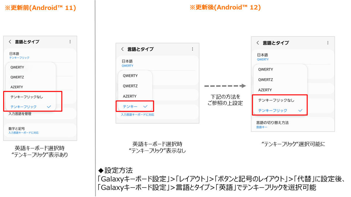 テンキーフリックの設定方法の変更