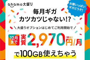 ahamo、「大盛りオプション」4カ月分を全額ポイント還元