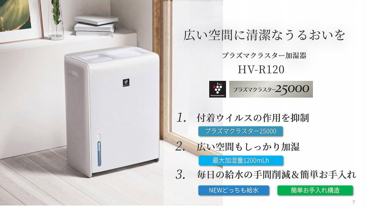 シャープの加湿器「HV-R120」は1,200ml/hの大容量、給水しやすくなって