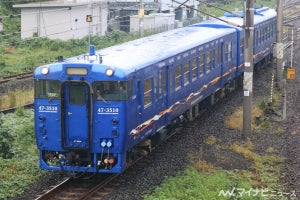 JR九州キハ47形リニューアル車両、車体は青 - 長崎本線などで運行