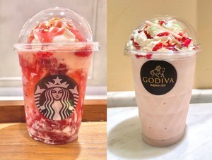 【スタバVSゴディバ】期間限定ストロベリー飲み比べてみた! 「ストロベリー&ベルベットブラウニー」と「バニラストロベリーチーズケーキ」の違いとは?