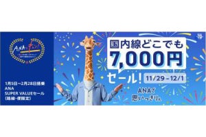 ANAが国内線どこでも7,000円セール! 創立70周年記念で11月29日から3日間限定