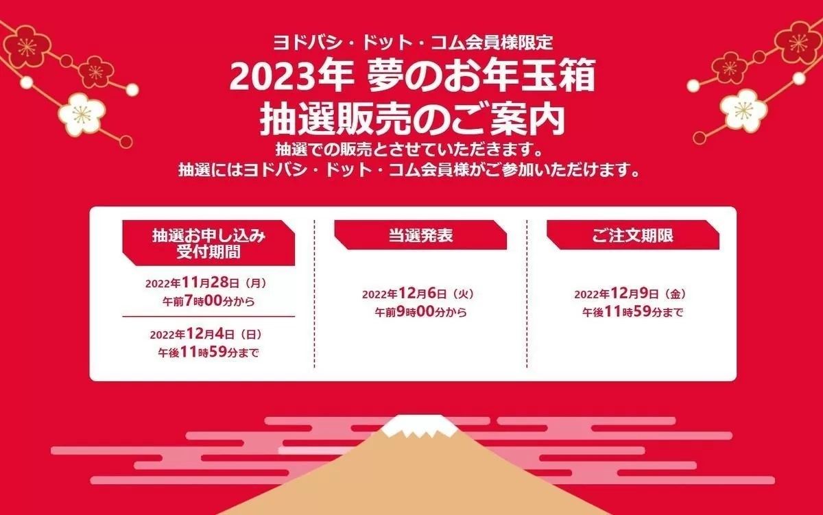 ヨドバシ「夢のお年玉箱」2023年版は50種類、現時点での倍率1位