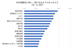 「ペットの高齢化」気になるようになったこと1位は? - 排泄時のトラブルやニオイも上位に