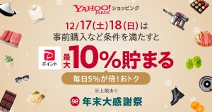 Yahoo!ショッピング、PayPay支払いで最大10%貯まる「年末大感謝祭」開催中!
