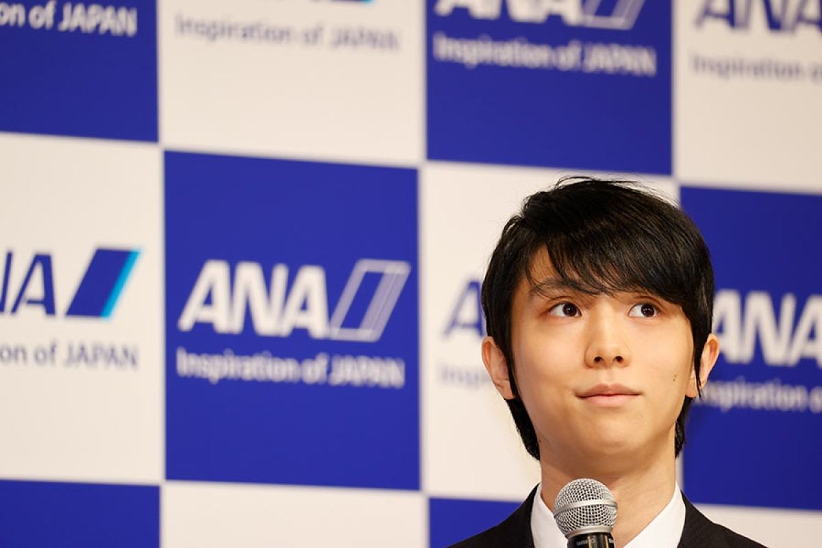 2022年7月、決意表明記者会見での羽生結弦(photo：三船貴光/フォート・キシモト)
