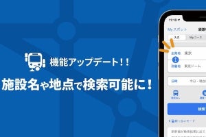 水道橋ではなく東京ドームでOK、駅すぱあとiPhone版が施設名・地点の経路検索に対応
