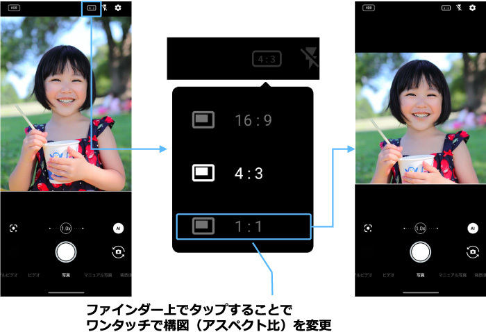 ファインダーをみながらのアスペクト比変更