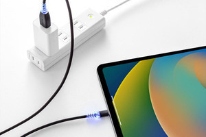 音と光で充電状況を知らせる、断線にも強いUSB Type-Cケーブル
