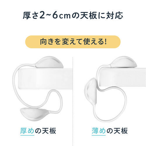 天板の厚さに応じて向きを変えて使える