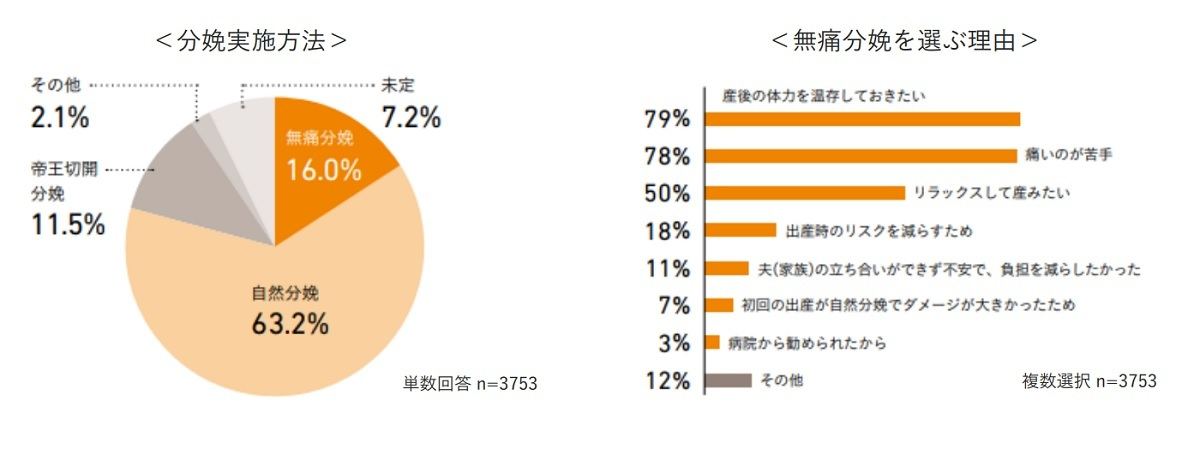 分娩実施方法と無痛分娩を選んだ理由