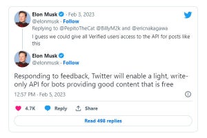 マスク氏、Twitterで「良い」コンテンツを作る優良Bot向けに無料APIの提供を示唆