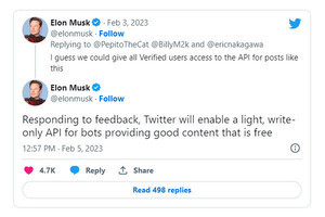 マスク氏、Twitterで「良い」コンテンツを作る優良Bot向けに無料APIの提供を示唆