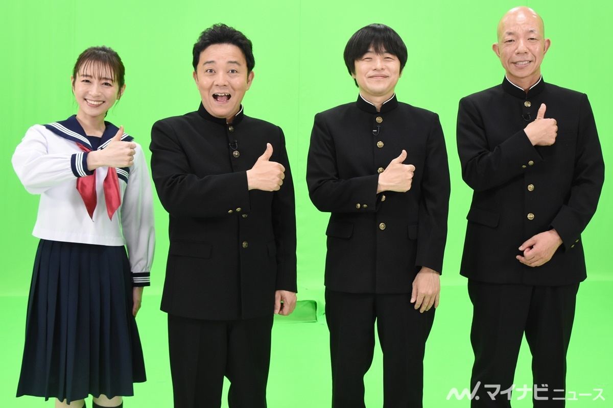 『福岡くん。東京におジャマしますSP』に出演する(左から)伊藤舞アナ、パラシュート部隊・斉藤優、バカリズム、バイきんぐ・小峠英二