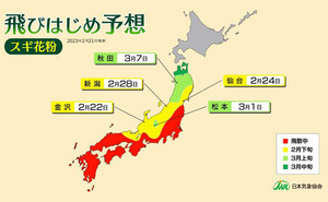 【ピーク入り間近】九州、中国、関東でスギ花粉が飛散開始-“大量飛散”が見込まれる地域が多数