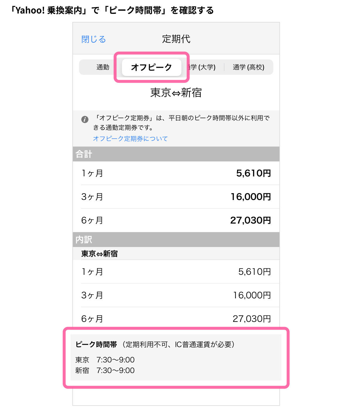「Yahoo! MAP」でピーク時間帯を確認する