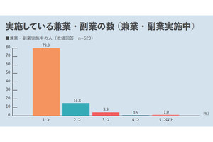 副業・兼業している人に調査、「ひと月で9万円以下を稼ぐ人の割合」が分かる