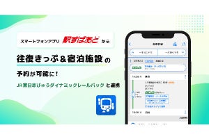 「駅すぱあとアプリ」から往復きっぷ＋宿泊施設を予約可能に、JR東と連携