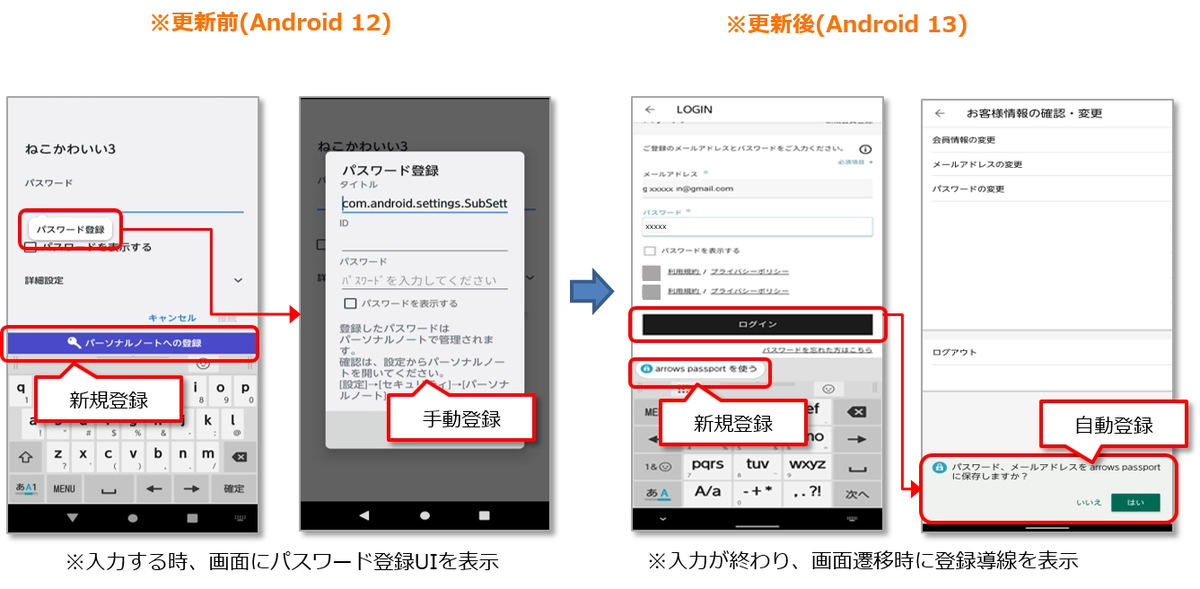 パスワード登録のUI変更