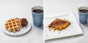 GODIVA caféに「モーニング限定セット」登場 -" ベルギーワッフル"か"クレープ"を選べる、モーニング限定メニュー!