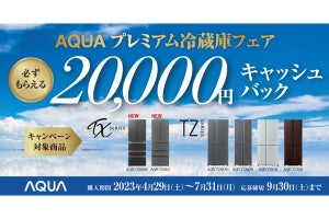 アクア、対象冷蔵庫購入で2万円キャッシュバックするキャンペーン
