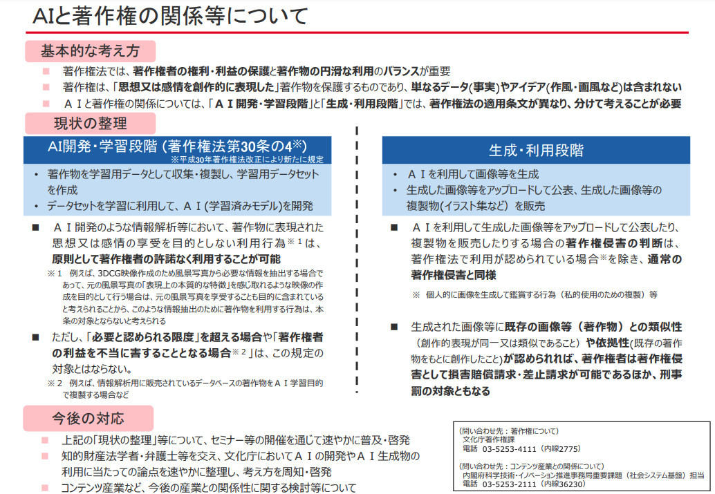 文化庁が見解、AI生成の著作権問題「通常の著作権侵害と同様に扱う」 - ネット「類似性はどう判断？」「ほぼアウト？」